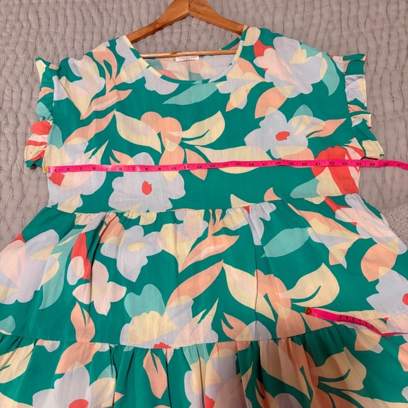 CHICSOUL Flowers All Around Top, Turquoise 2X - Picture 6 of 9